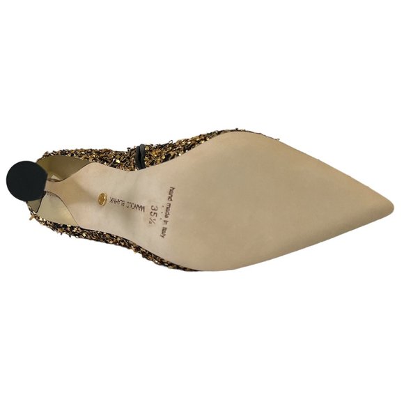 NEW Manolo Blahnik Size 35.5 EU Pluta Golden Speck Metallic-Stiletto Booties - Picture 8 of 16